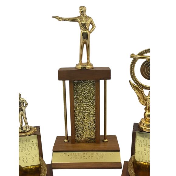 Vintage 1963 Muncie Indiana Gallery Shooting Trophies Lot of 3 Trophy Award - Picture 3 of 10